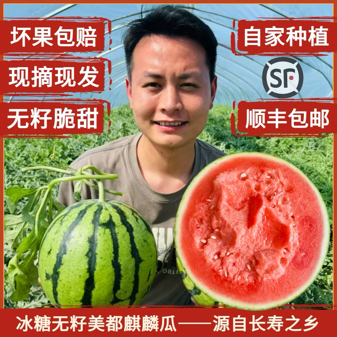 【华少专属】顺丰包邮夏邑新鲜精品头茬美都麒麟瓜脆甜多汁无籽西瓜