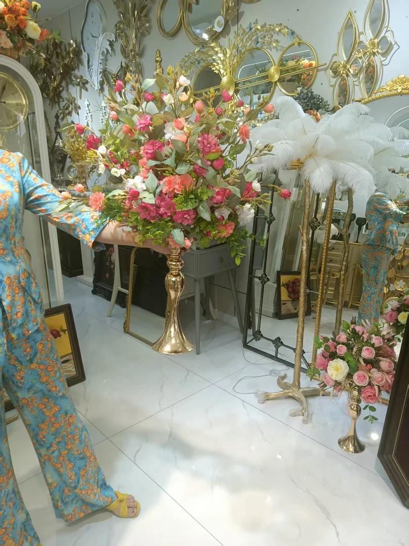 仿真高档电镀水晶桌花酒店餐厅宴会餐桌装饰摆件