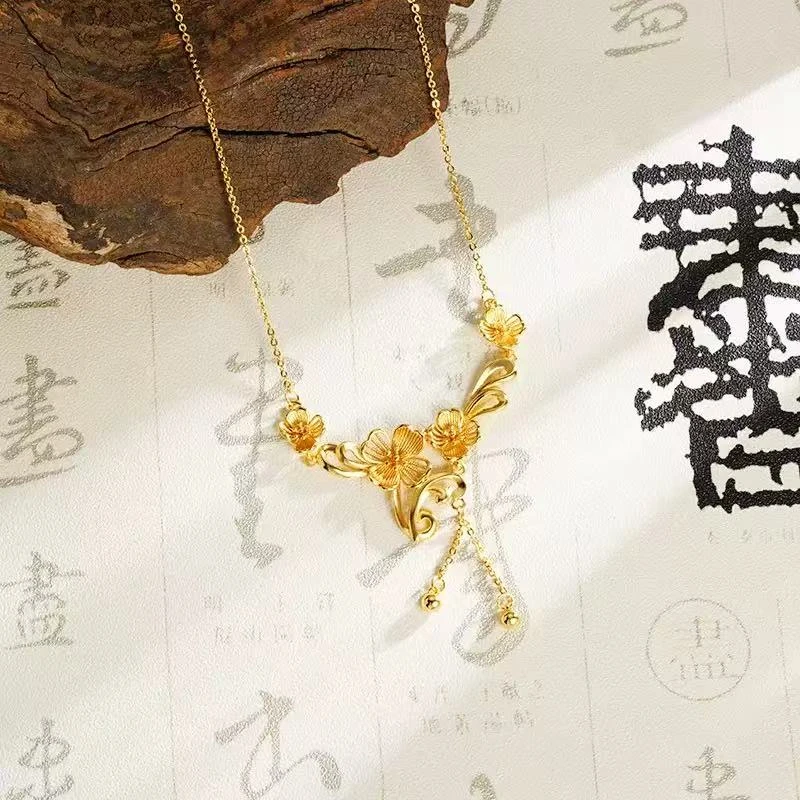 铜合金项链 女素款原创设计中国风首饰手工金色超仙民族风锁骨链
