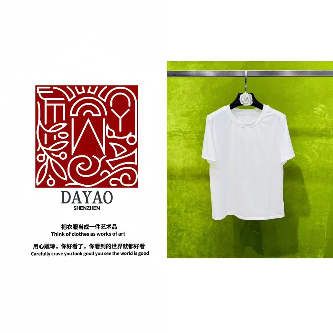 「DAYAO」25s短袖圆领常规款套装常规女款T恤白色宽松型WYS255152-W