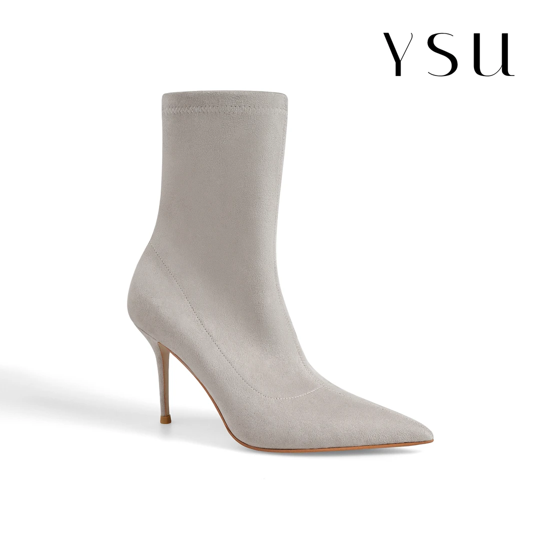 【余书】高级感气质反绒秋冬尖头细高跟百搭高跟靴S1948E