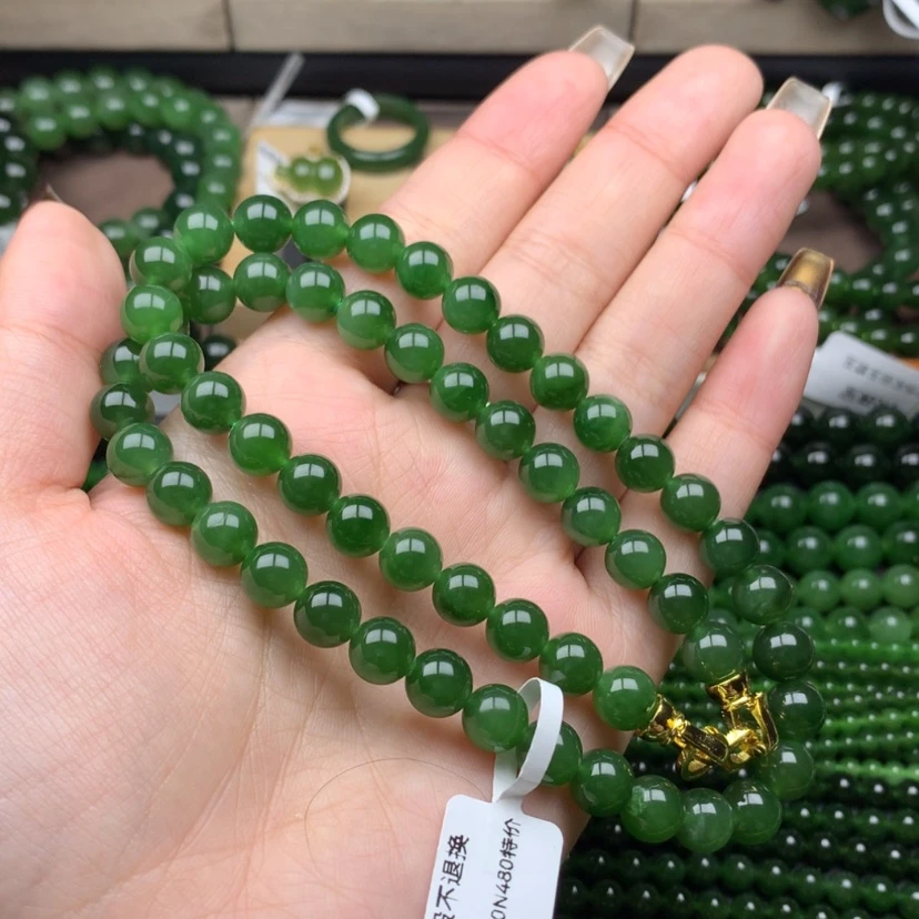 【闪购商品】颈饰未镶嵌和田玉（碧玉）8m特价捡漏辣绿