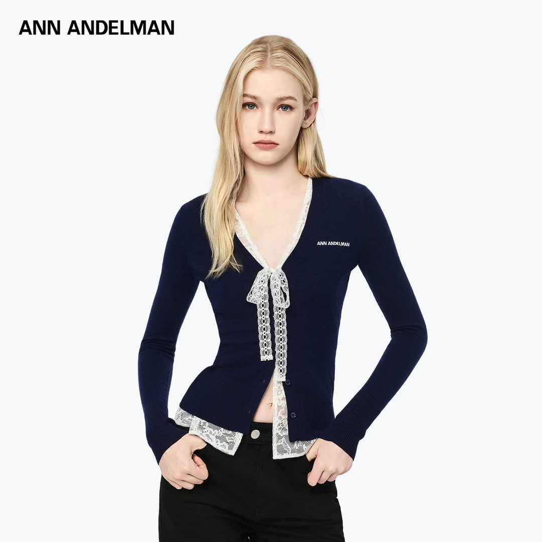 ANN ANDELMAN 26春款 时尚设计百搭蕾丝毛织假两件开衫