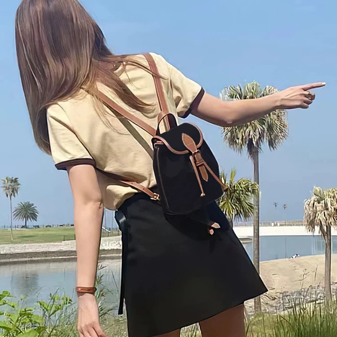 赛家轻奢高级百搭老花小号双肩包S38