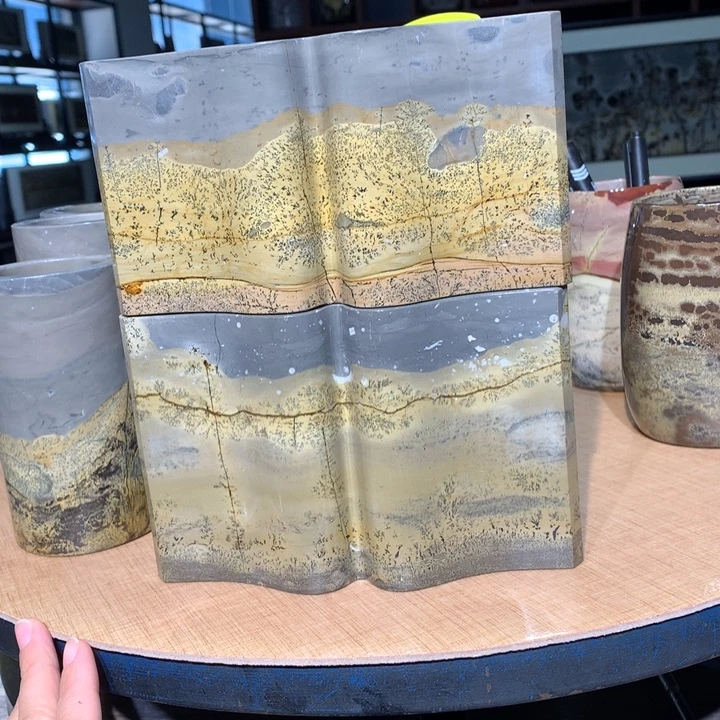 彼***岸，广西国画石摆件，收藏观赏