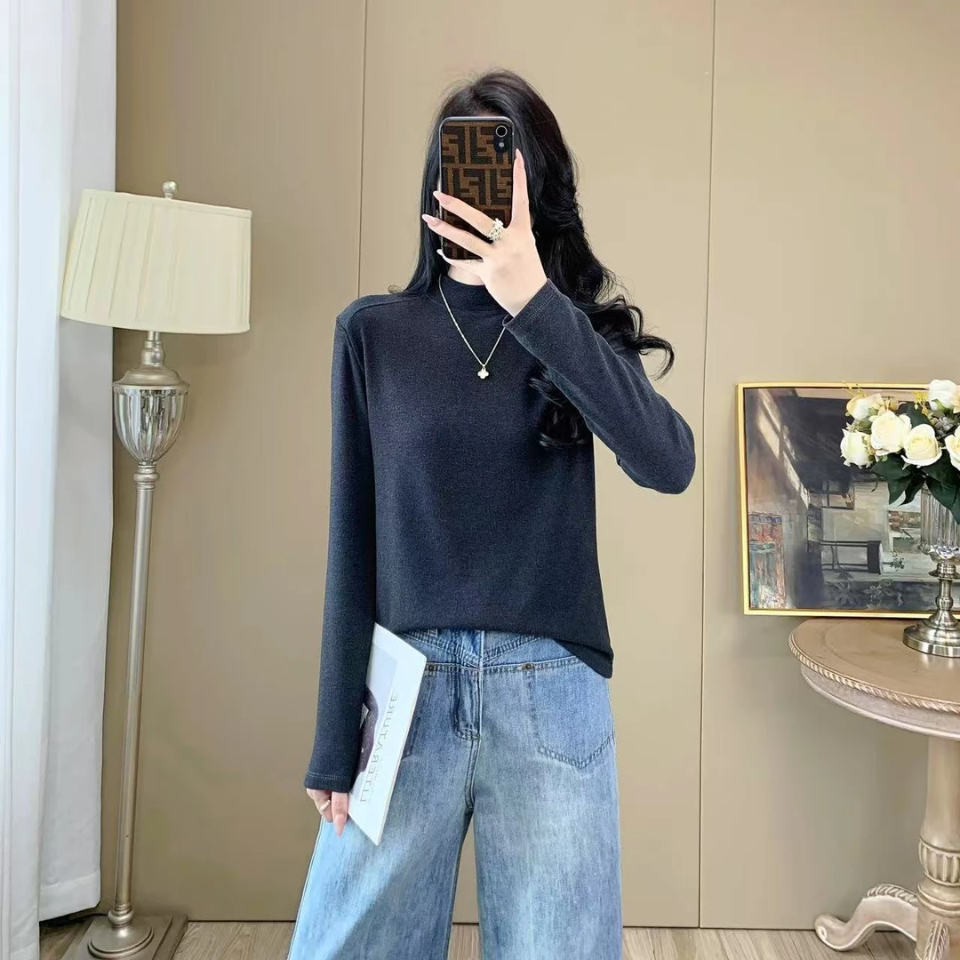 新疆包邮 慕斯羊绒百搭打底小衫-3323