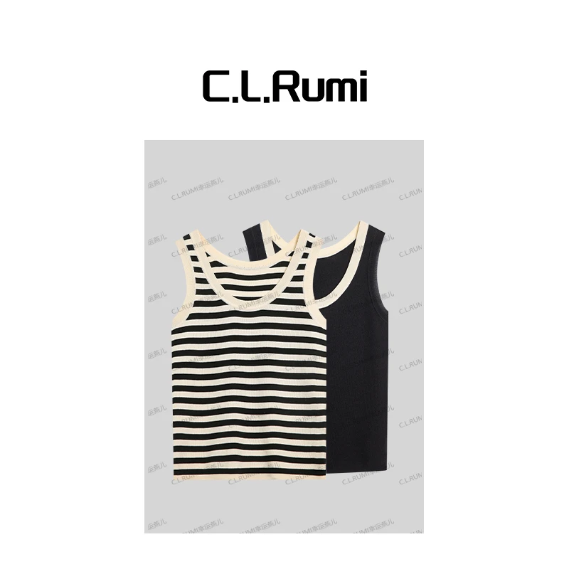 【Rumi时装】渠道单 背心百搭显瘦修身桑蚕丝条纹内搭背心4371bx