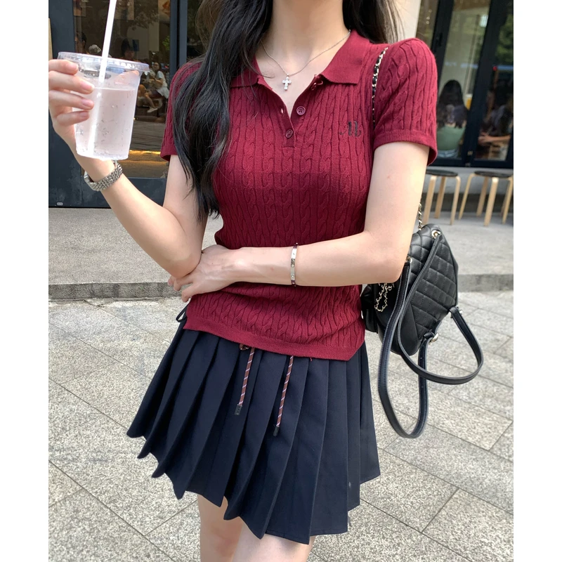 【浅苏薄荷】休闲POLO衫女短袖气质百搭T恤夏季时尚修身上衣81090