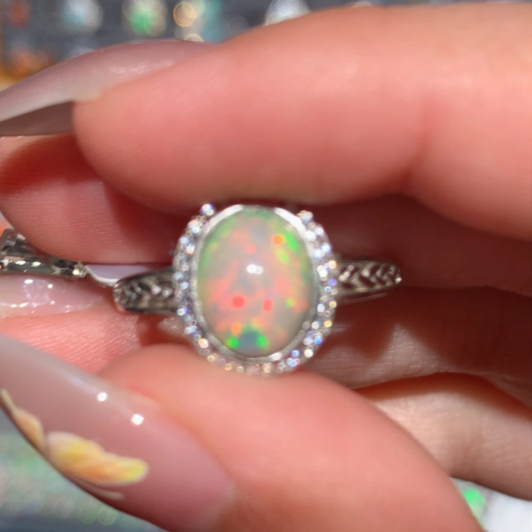 欧泊欧泊戒指y银S925镶嵌