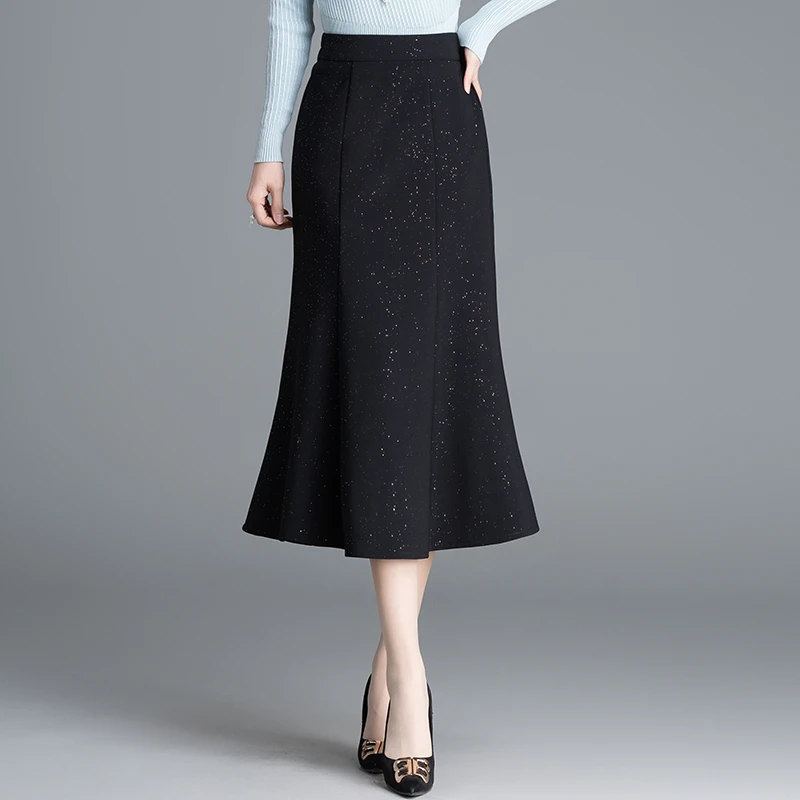 小个子亮片鱼尾半身裙女2025春季新款优雅高腰显瘦包臀裙中长款