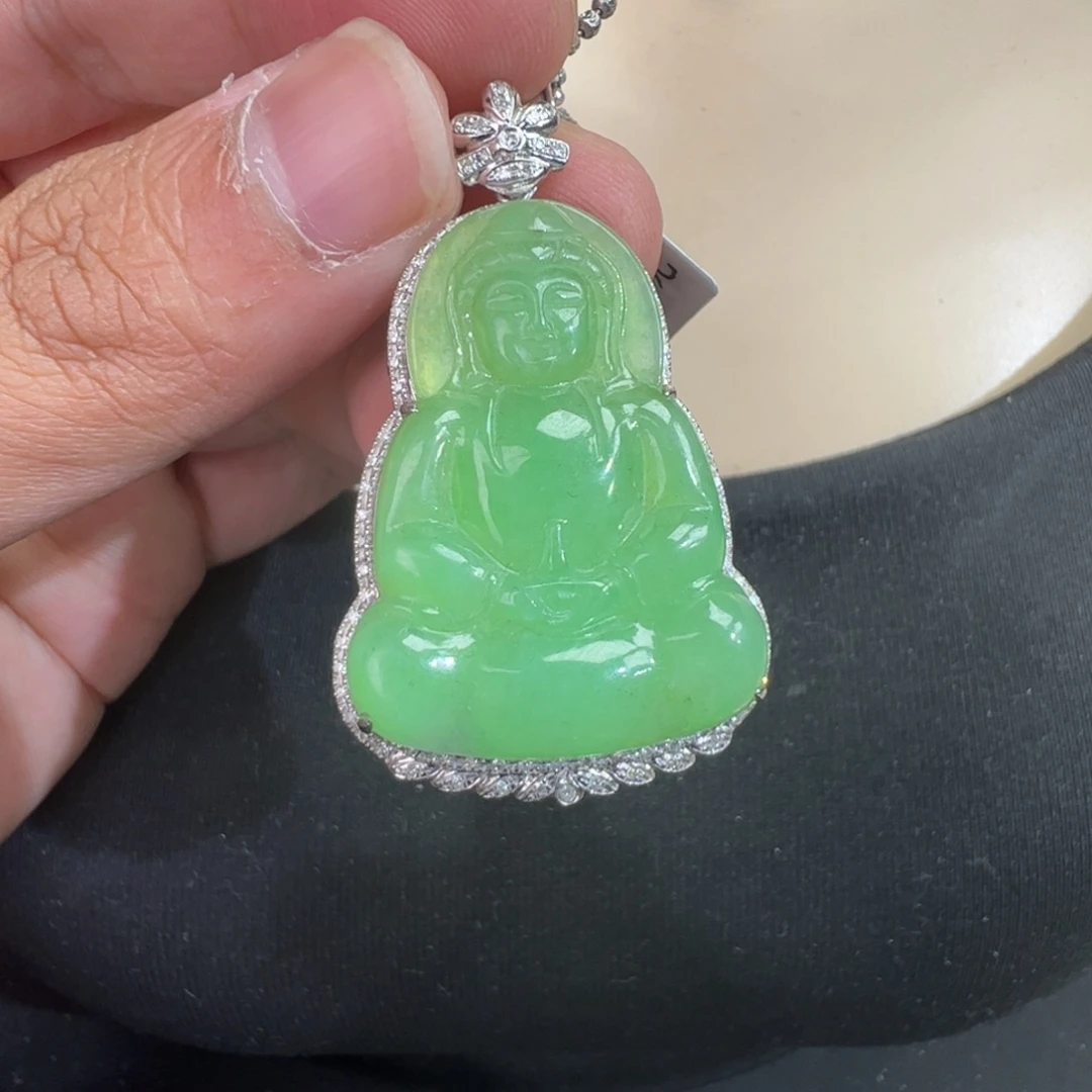 翡翠18K金镶嵌吊坠(不含链)