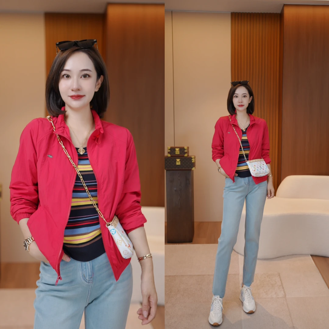 JDND轩羽【花苞领】三防泼溅内里网纱透气软褶皱夹克外套XY25217