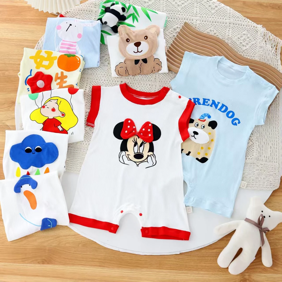 婴儿短袖连体衣女宝宝外出爬爬服夏季薄款哈衣新生儿韩版包屁衣服