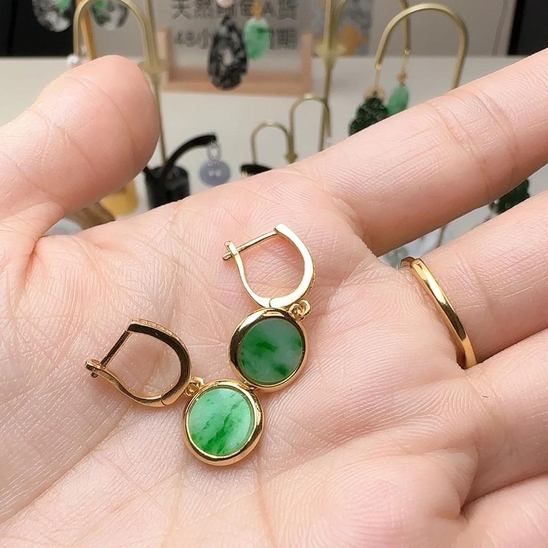 翡翠银S925镶嵌耳饰耳包款