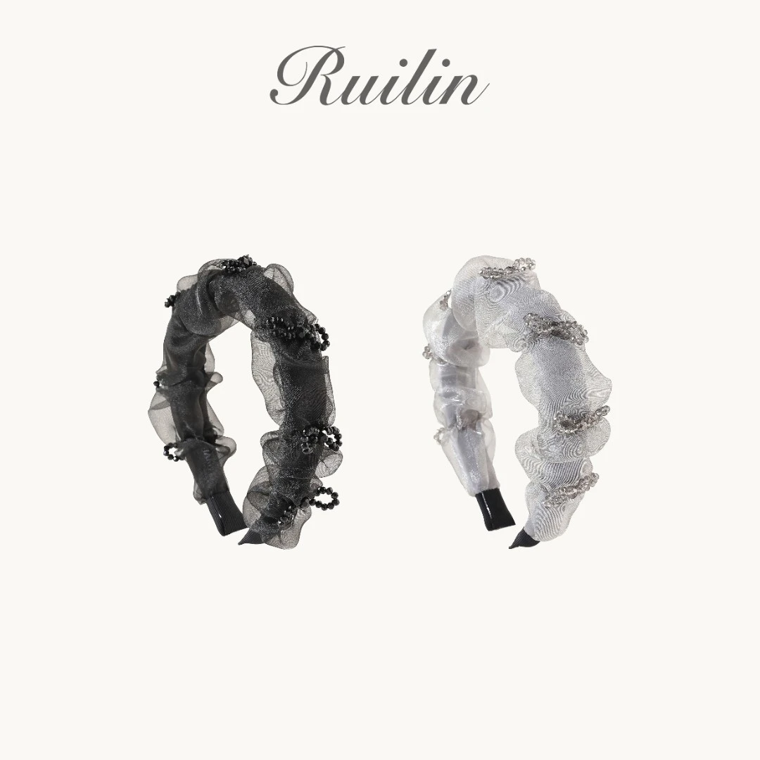 RUILIN【纱幔夜色】发箍气质少女纱幔蝴蝶结百搭高级感