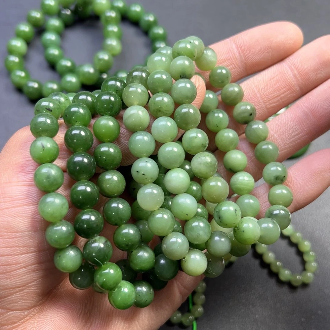 和田玉手串未镶嵌多样性拍一发一碧玉卡10