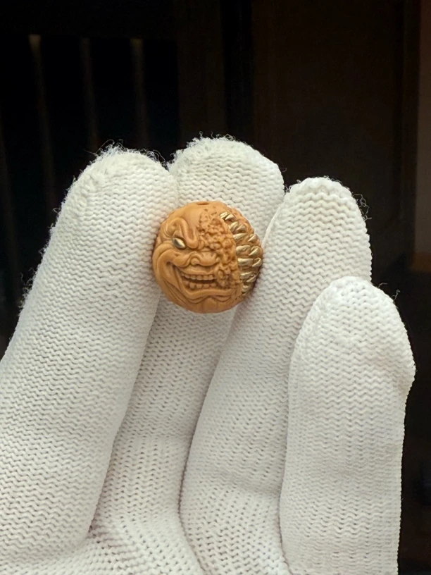 猴头核桃单颗雕刻籽吞噬小丑走色快铜镶嵌