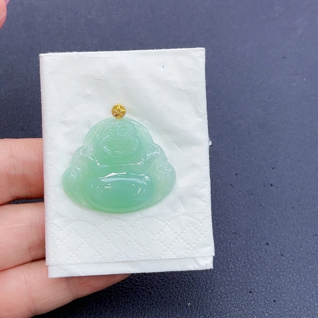 翡翠18K金镶嵌颈饰精品•佛公吊坠
