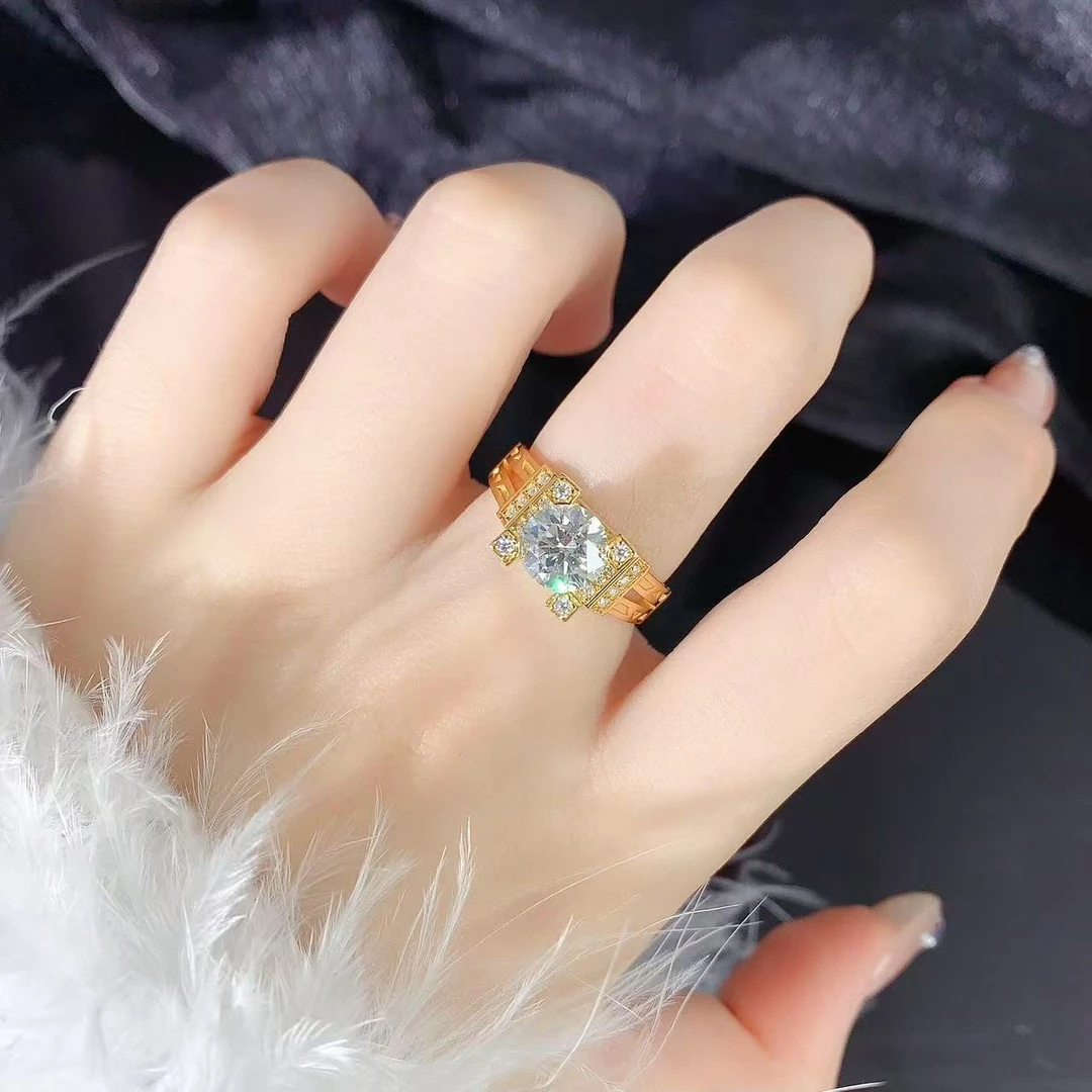 【伟新源】足金999 5G工艺 镶嵌铁塔戒指（点击选择圈口）附加480