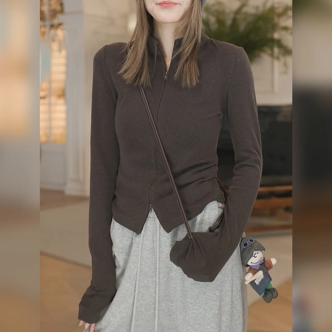 立领设计感打底衫女秋季高端大牌卫衣内搭可外穿韩系长袖T恤上衣