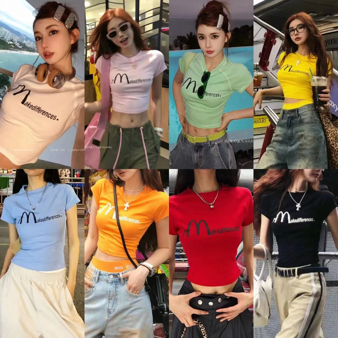 婉君【麦当当】薄荷曼波M家字母简约短款印花T恤LWJ24A1T467