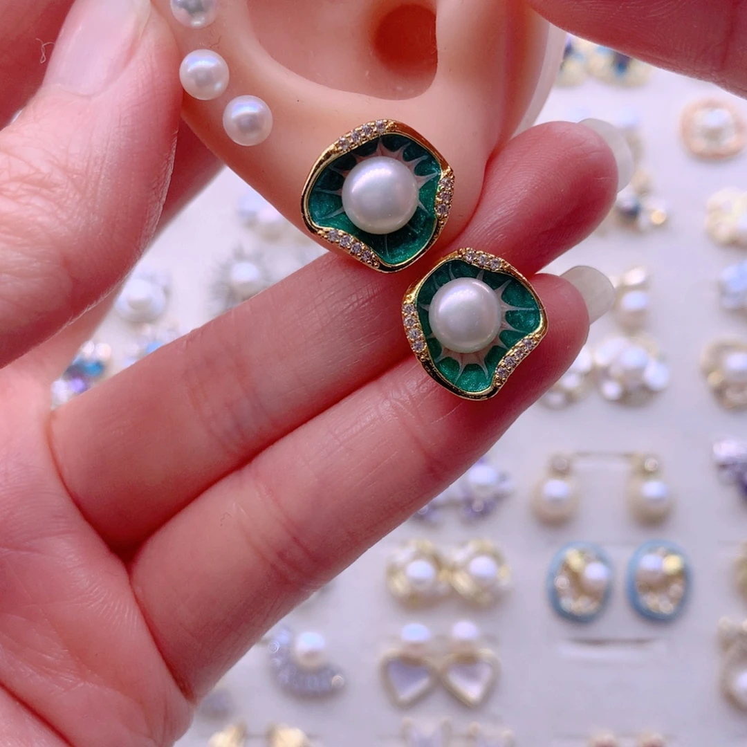 合金淡水珍珠耳饰