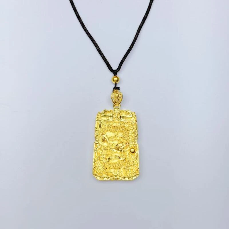 铜合金吊坠 铜合金 金龙戏珠方牌吊坠