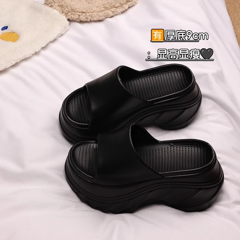 增高跟厚底拖鞋女款夏季2025新款外穿防滑时尚网红松糕一字凉拖鞋