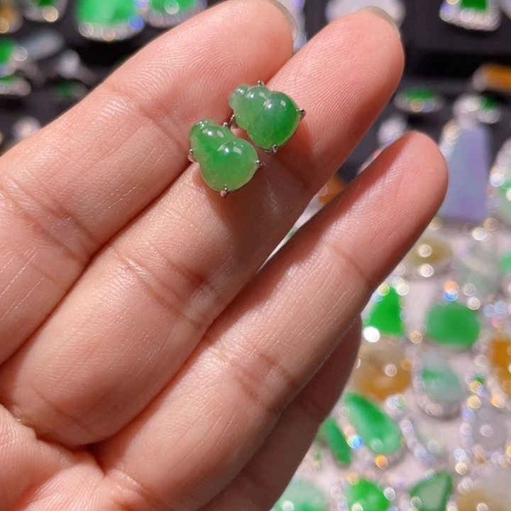 翡翠银S925镶嵌耳饰精品