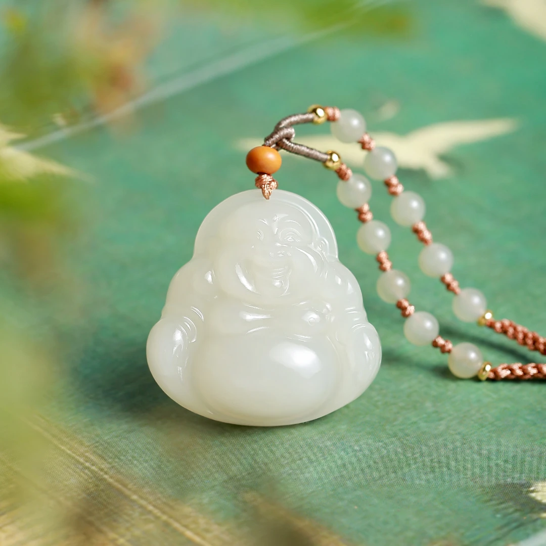 玉相逢蜂蜜水35mm和田玉手工时尚大肚弥勒佛