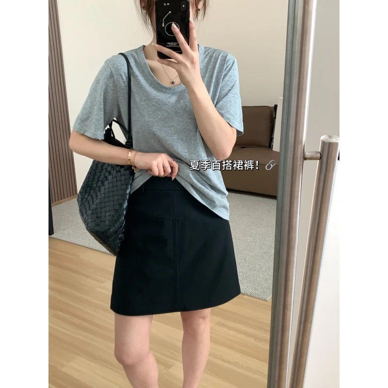 JMHH【黑森林】一片设计款黑色短裤裙女夏高腰宽松显瘦百搭小黑裤