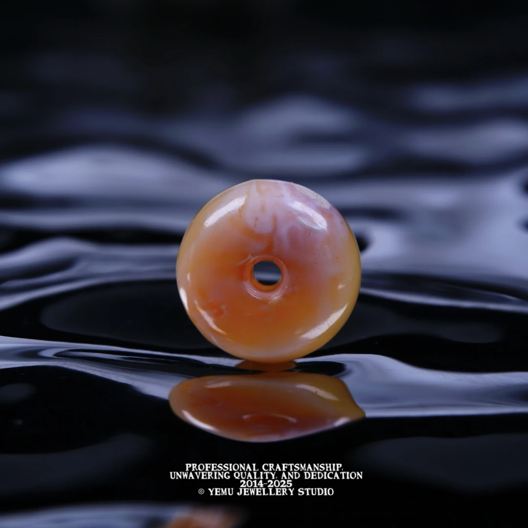 （11.6mm)11毫米粉紫沁甜甜圈配珠 一物一拍 天然俄料琥珀蜜蜡