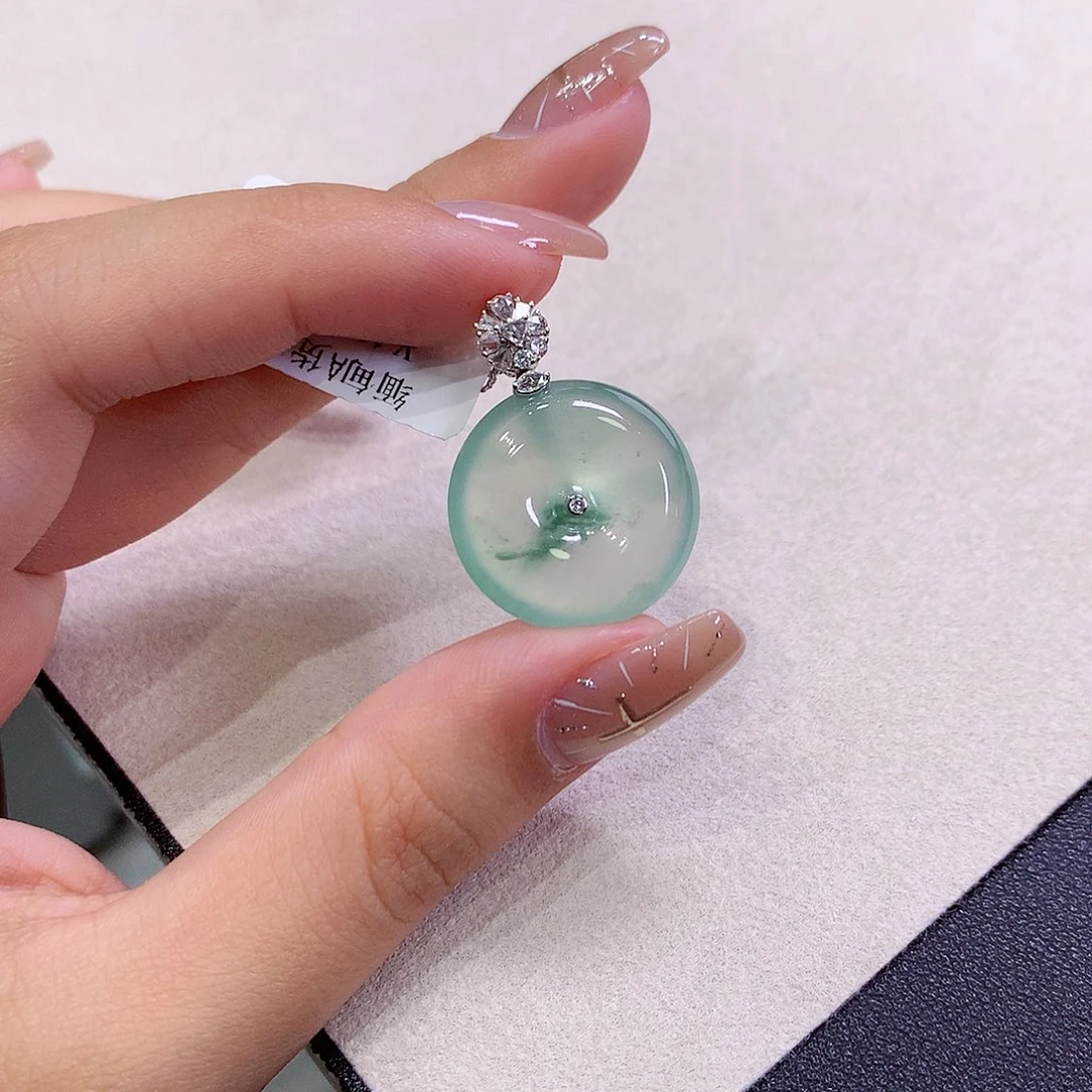 翡翠18K金镶嵌吊坠(不含链)20.4-5.8