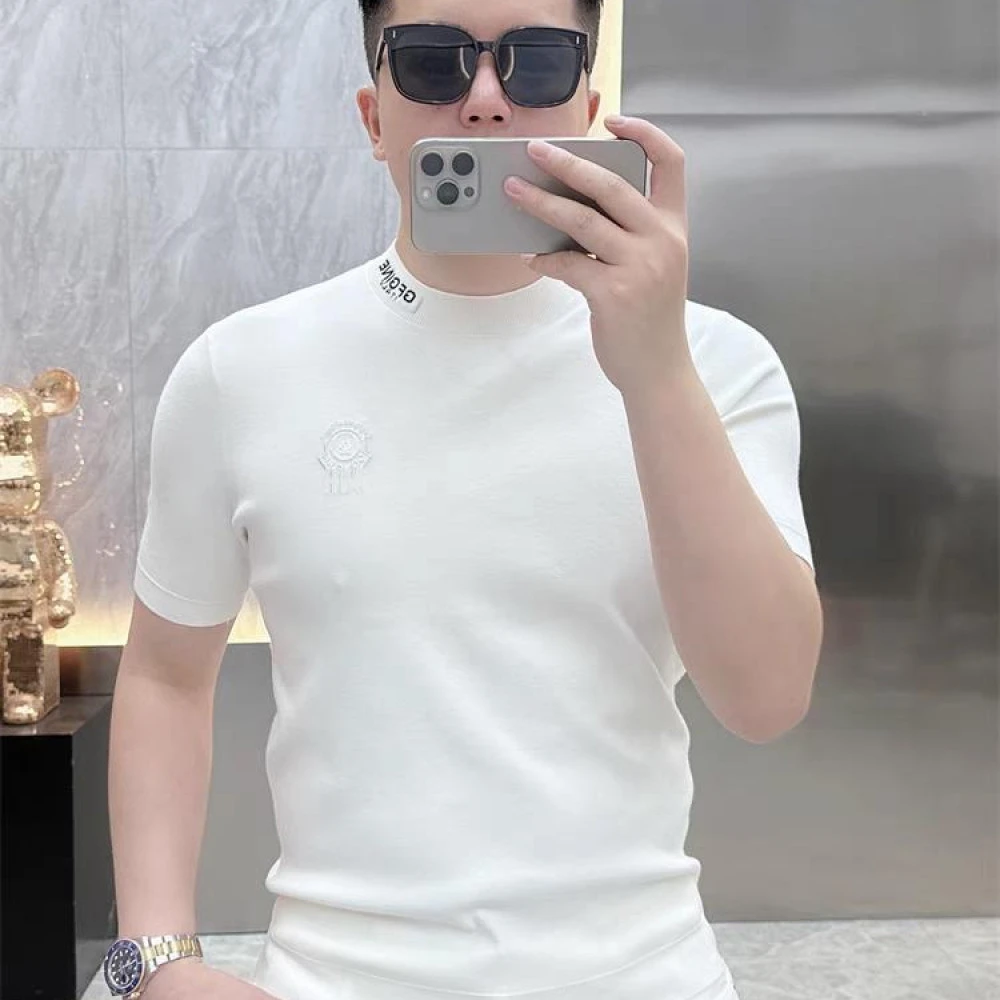 2024秋季新款男士高品质轻奢男款针织百搭打底时尚潮流圆领短袖