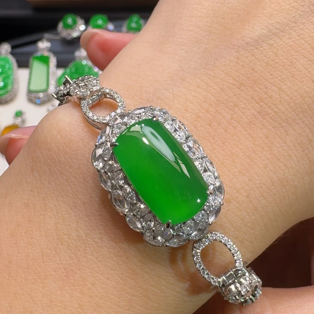 翡翠18K金镶嵌手链48小时鉴赏期