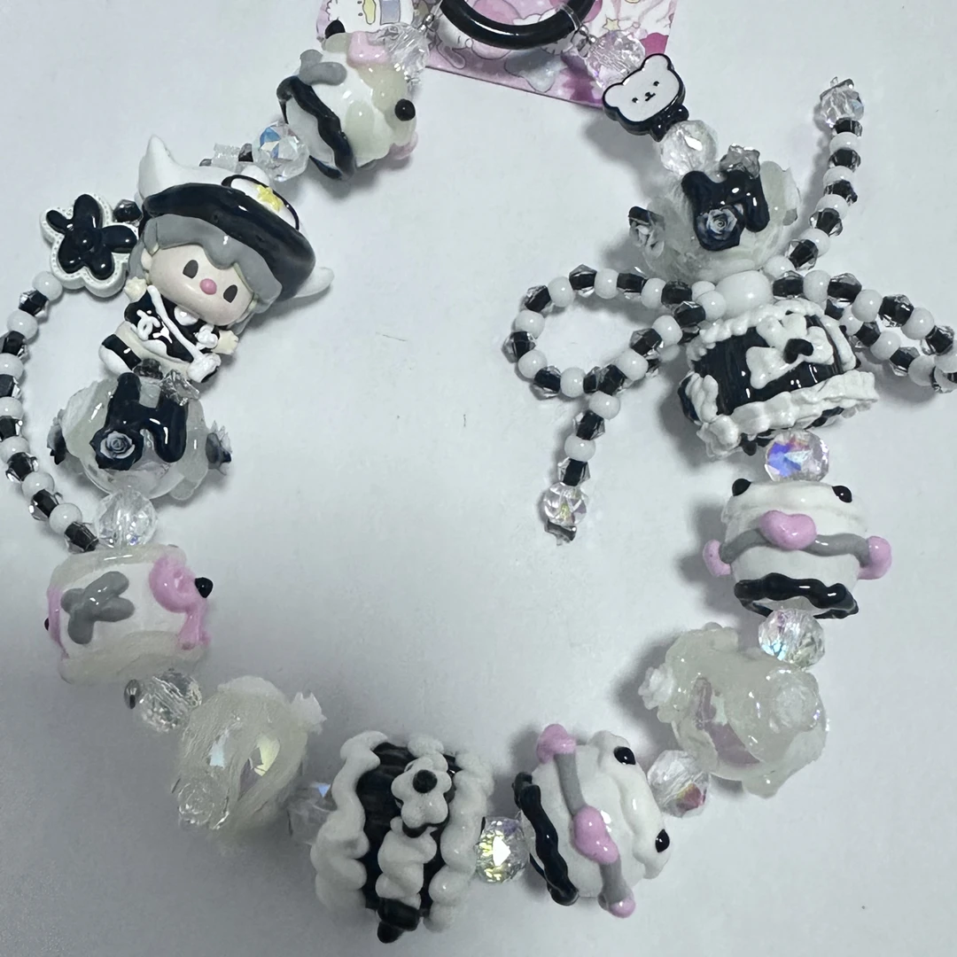 二改泡泡玛特手绘珠手机链包挂