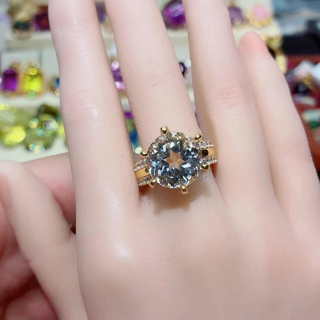 银S925镶嵌戒指托帕石