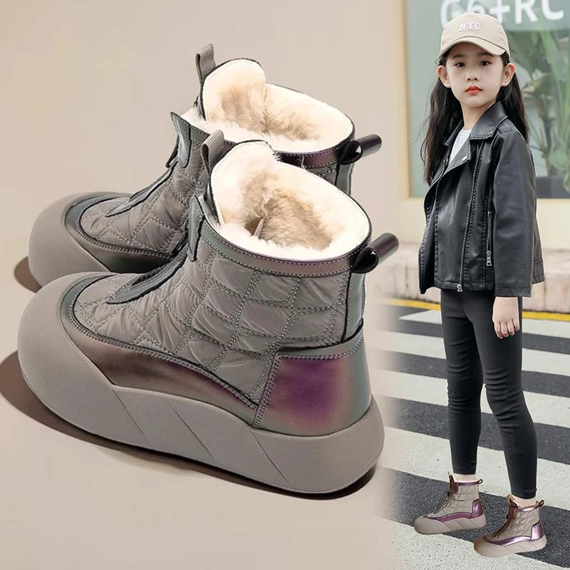 FAVMARTHA-女童雪地靴2025冬季新款儿童防水保暖大棉鞋加厚棉靴女