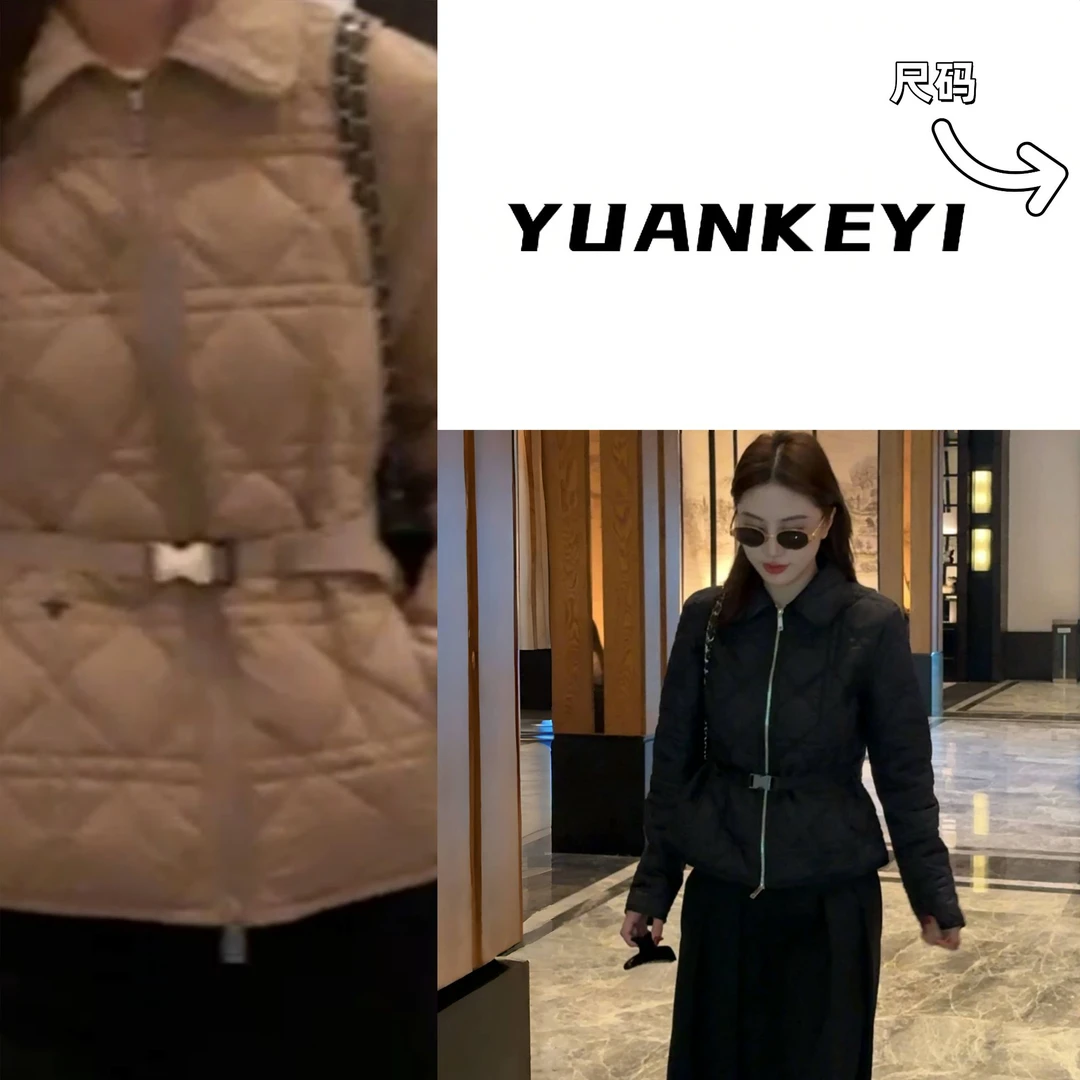 YUANKEYI 翻领菱格保暖鹅绒服