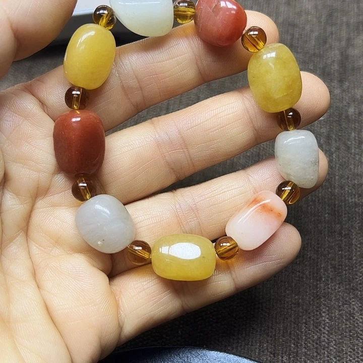 石英质玉（金丝玉）合金手链