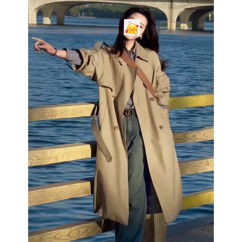 今年流行风衣2025加长版英伦风秋季休闲外套女大衣过膝大码高级感