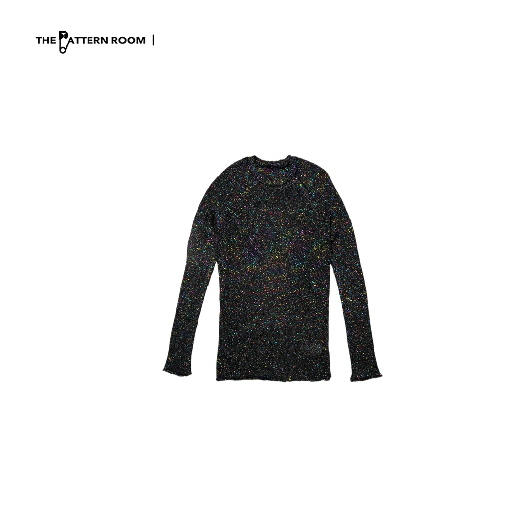 The pattern room | 迷幻摇滚彩虹跳跳糖细闪针织上衣