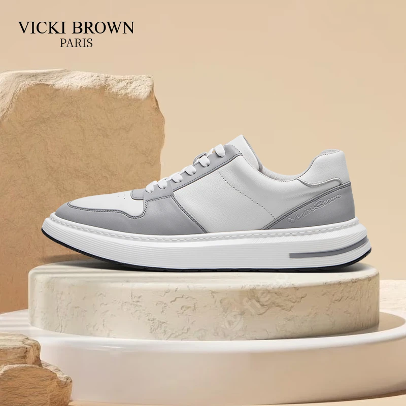 VICKI BROWN男士轻奢正品板鞋时尚舒适拼接潮鞋百搭低帮休闲男鞋