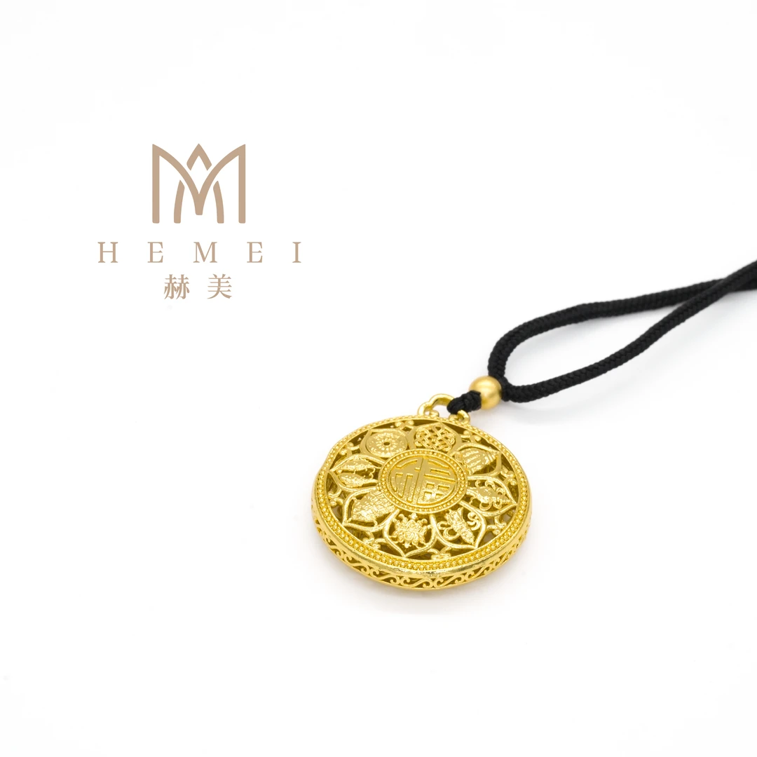 合金吊坠 HEMEI/赫美轻奢 八宝罗盘吊坠镀K金