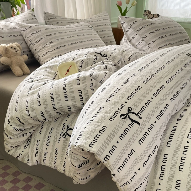 2026南通家纺床上四件套纯棉A类双层纱学生宿舍单人三件套小清新