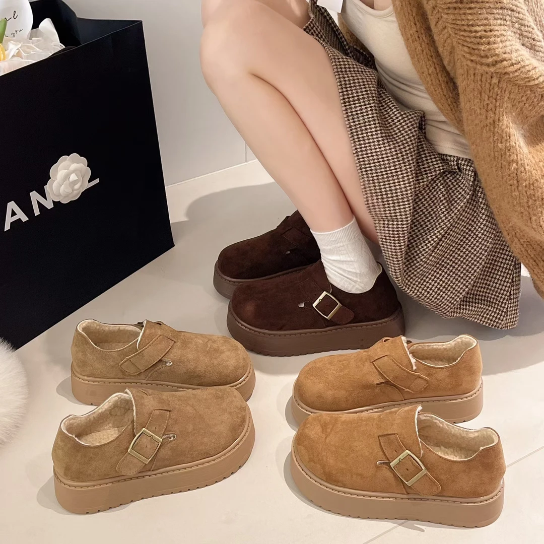 小敏家 主播自留款  一双过冬 加绒加厚 厚底勃肯鞋 巨轻 巨舒服