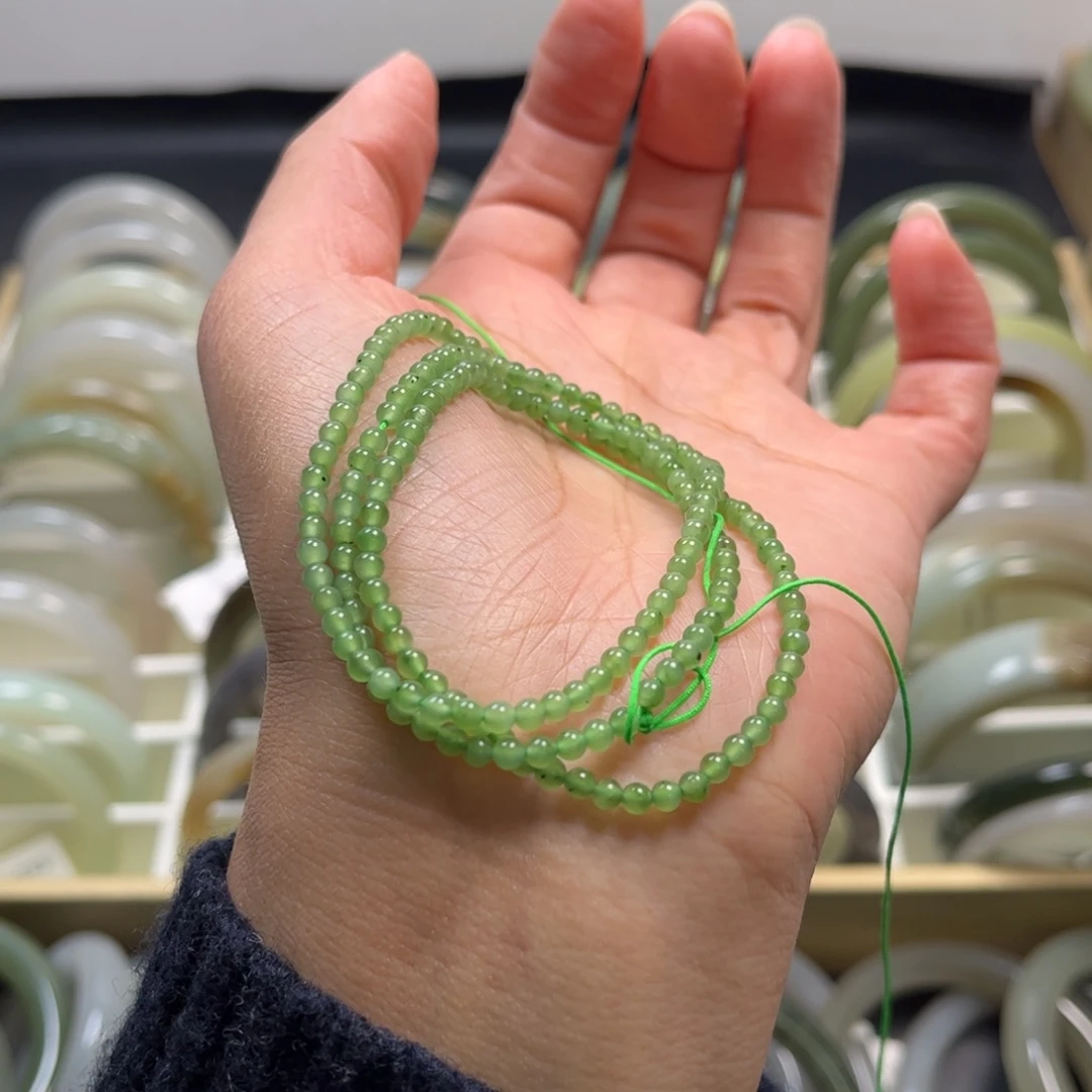 和田玉（碧玉）未镶嵌珠宝半成品长链