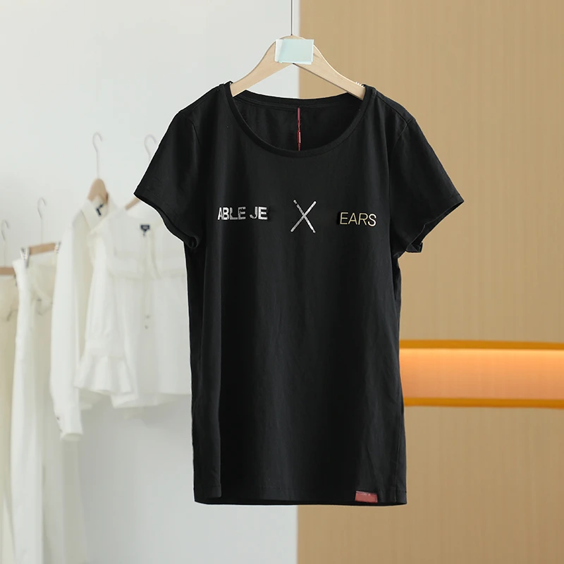 【半价q仓-唐长老自营】货号49997女装新款夏季百搭日常印花T恤