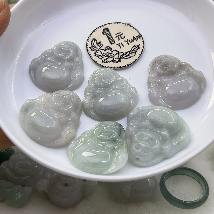 翡翠未镶嵌挂件纯天然翡翠 6个 瑕疵