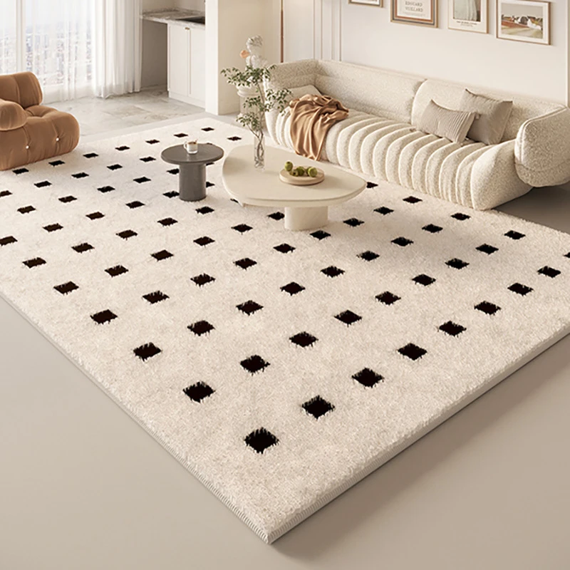 现代简约仿羊绒地毯客厅耐脏易打理床边毯高级感沙发茶几毯可代发